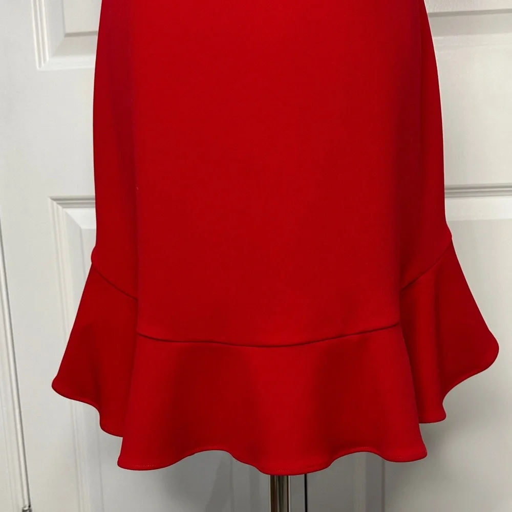 NWT Ivanka Trump Red Ruffle Hem Lace-up Sleeves Valentine’s Day Mini Dress Size4 - Picture 5 of 14